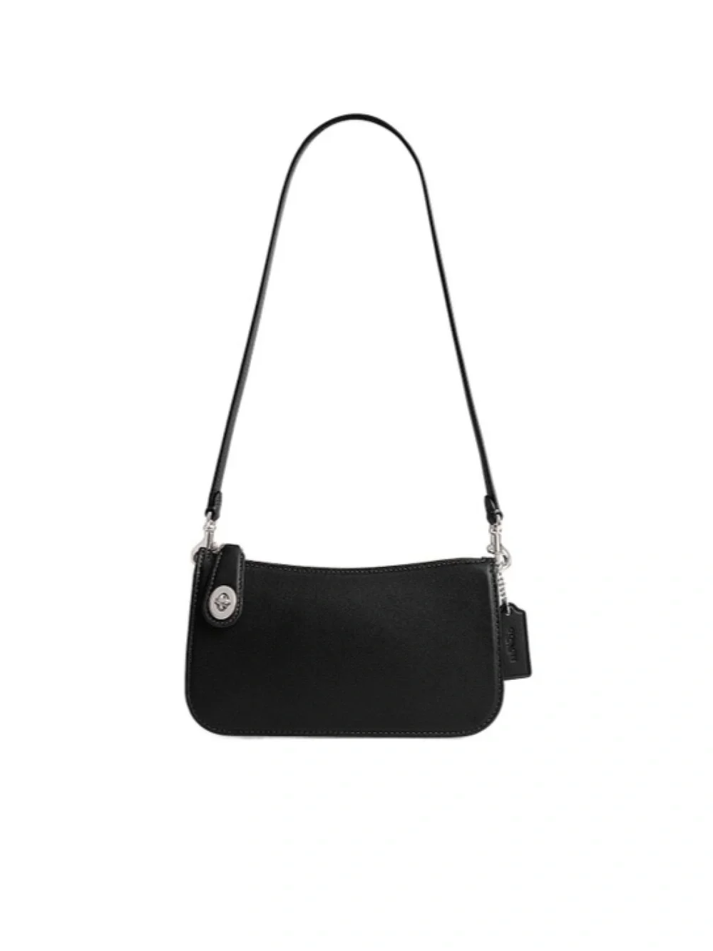 Coach Black Leather Shoulder Bag with Silver Hardware